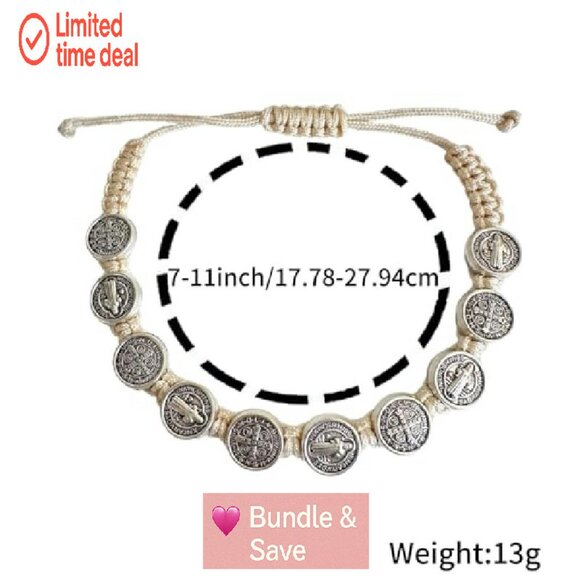 Saint Benedict Rosary Bracelets Set of 12 Natural String Catholic Devotional - Picture 5 of 7
